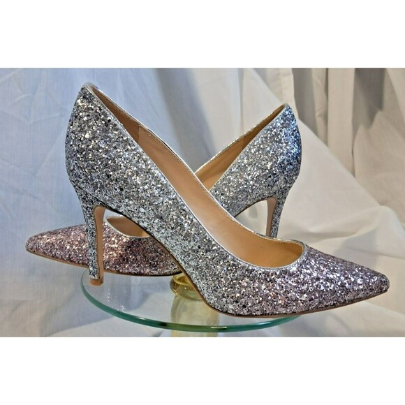 Marc Fisher Garicky Glitter Pointed Toe Heels Silver Pink Ombre Size 8 - Picture 2 of 10